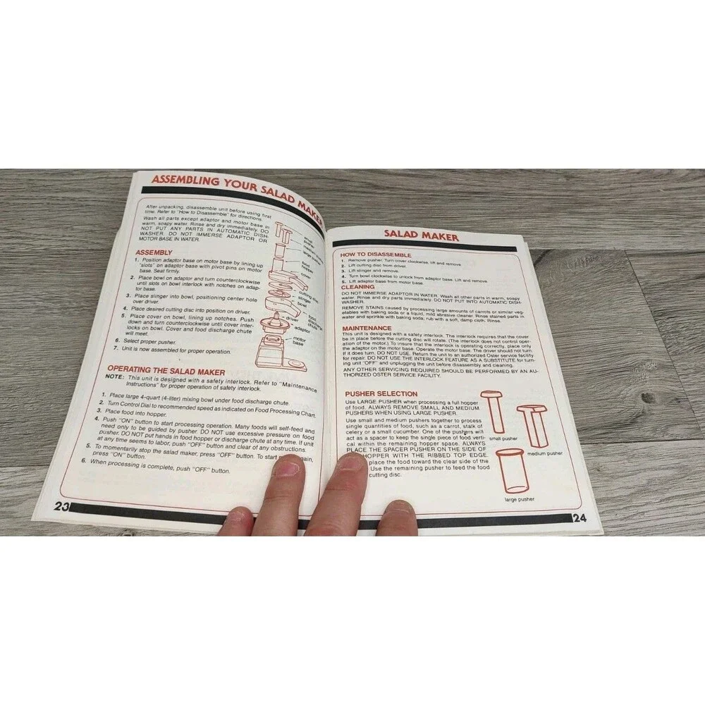 1985 Oster Kitchen Center Recipes/Instruction Owner's Manual Booklet Vintage